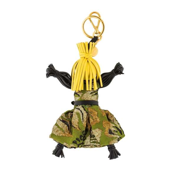 Prada Trick Pelle Felce Green Dress Jasmine Doll Keyring Key - Picture 3 of 6